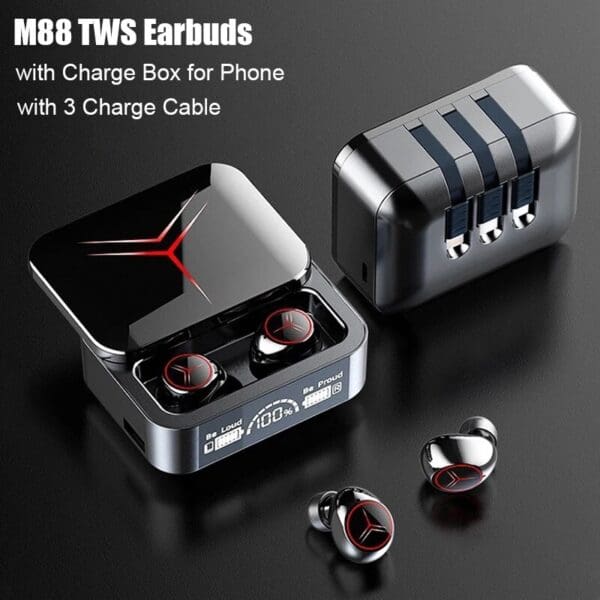 M88 TWS Wireless Bluetooth 5.3 Earbuds with LED Display and Noise-Cancelling Mic - Image 2