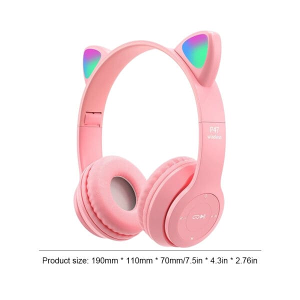 Wireless Bluetooth Cat Ear Headphones with Glow Lights for Gaming & Music - Image 7