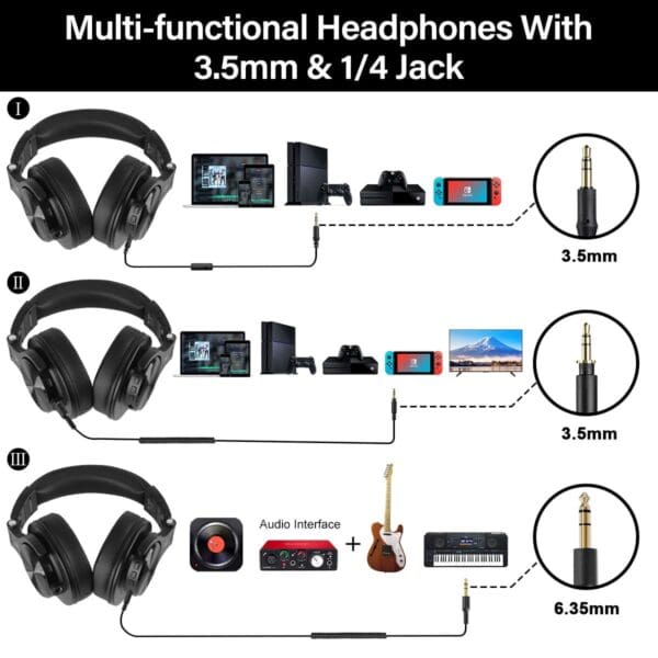 Wired & Wireless Bluetooth 5.2 Over-Ear DJ Headphones with Mic - Image 7