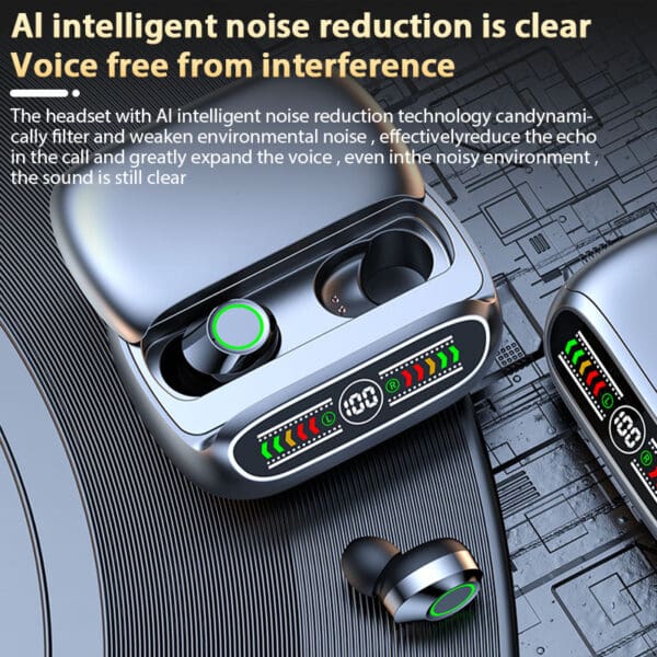 Wireless Bluetooth Headset with Noise Cancelling and LED Earbuds - Image 5