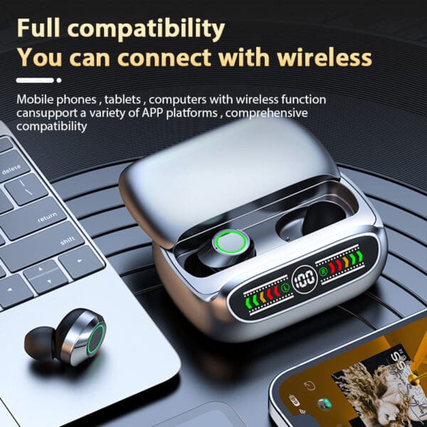 Wireless Bluetooth Headset with Noise Cancelling and LED Earbuds - Image 7