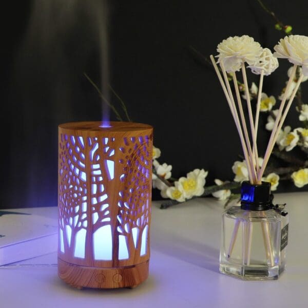 200ml Ultrasonic Wood Grain Aroma Diffuser - Image 5