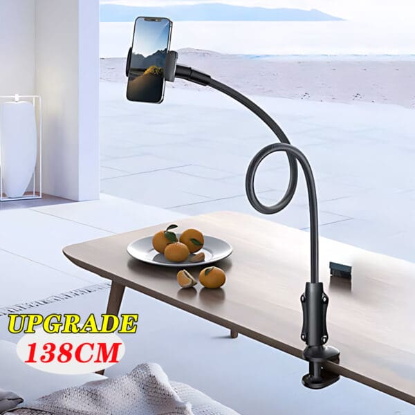 138cm Flexible Long Arm Gooseneck Phone Holder with Grip and Clamp - Image 2