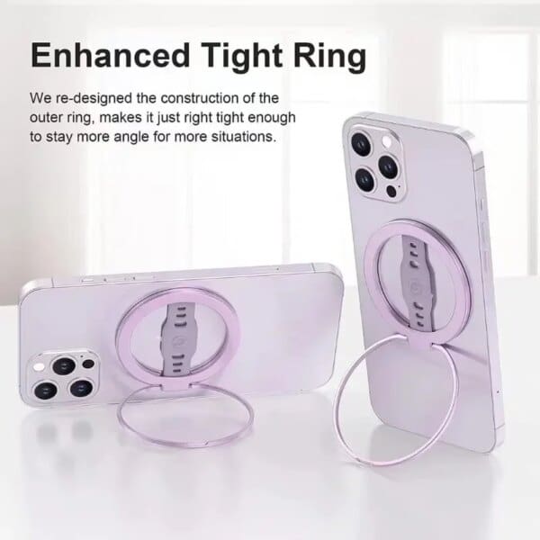 Magnetic Ring Phone Holder with Magsafe Wireless Charging and Silicone Finger Strap - Image 3