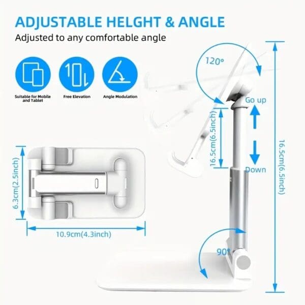 Universal Foldable Mobile & Tablet Stand with Adjustable Telescopic Holder - Image 7