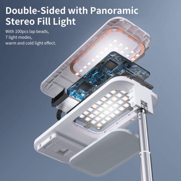 Portable Folding Selfie Light Stand with Bluetooth Remote and LED Lamp - Image 6