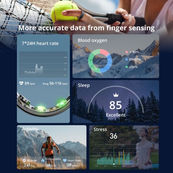 Smart Health Monitoring Ring with 39-Day Battery Life and Waterproof Design - Image 3