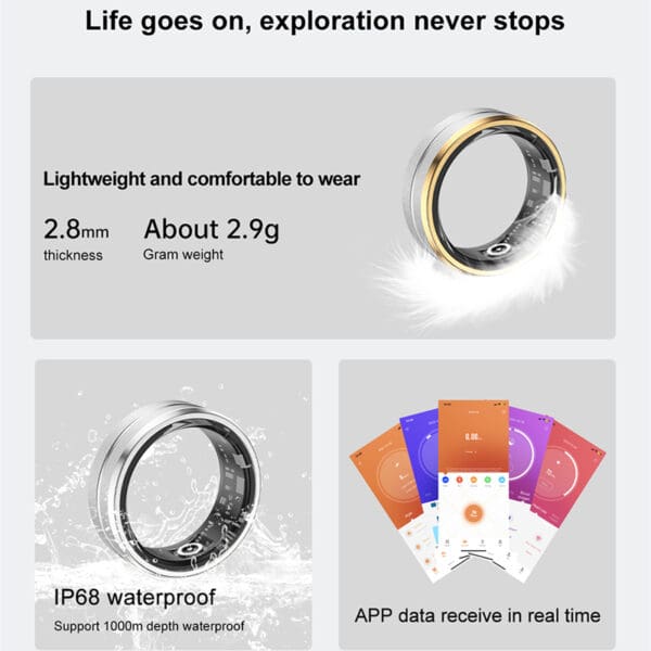 Smart Ring - Waterproof Health Monitor with Heart Rate, Sleep, Blood Oxygen Tracking - Image 3