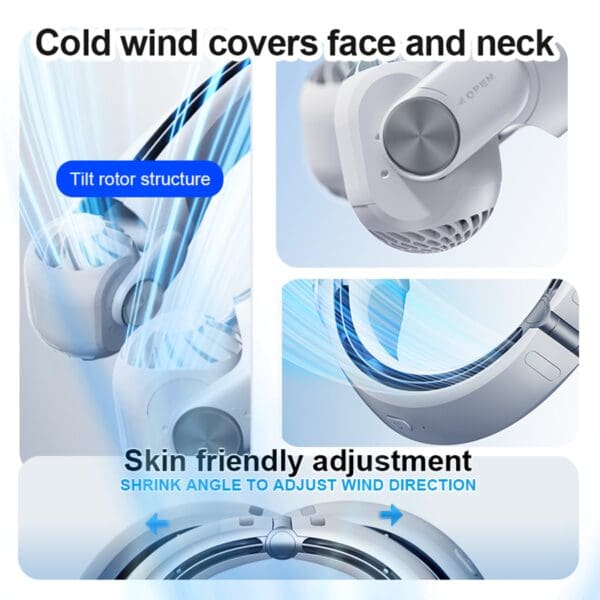 Portable Wearable Neck Fan - Rechargeable Bladeless Air Conditioner - Image 3