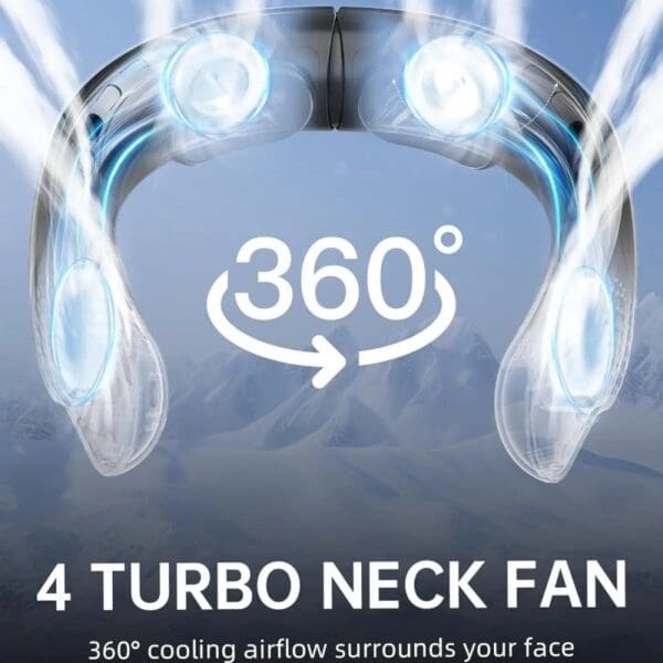 Quad-Core Vaneless USB Neck Fan - Portable, Quiet, and Powerful Cooling - Image 3