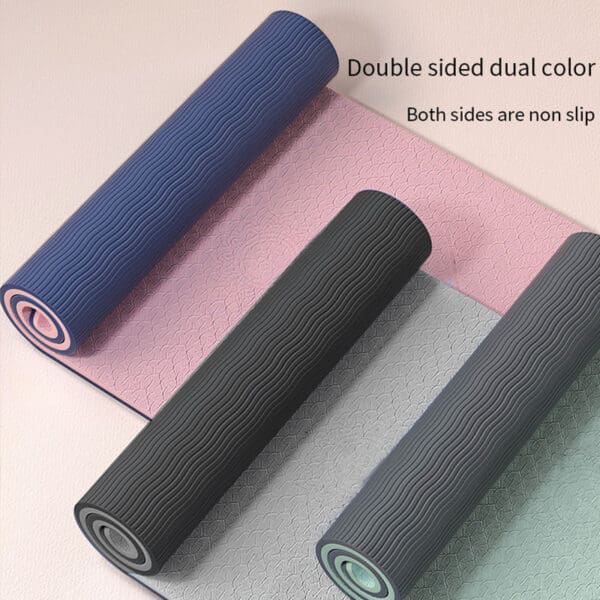 Double-Sided Non-Slip Eco-Friendly Yoga Mat with Strap - Image 3